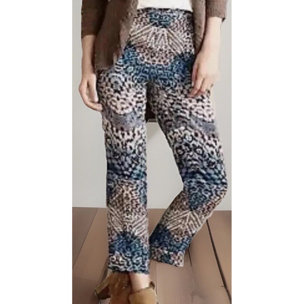 ELEVENSES ANTHROPOLOGIE Teal Lanikai Talored Cropped Cuffed Woven Pants Sz 2